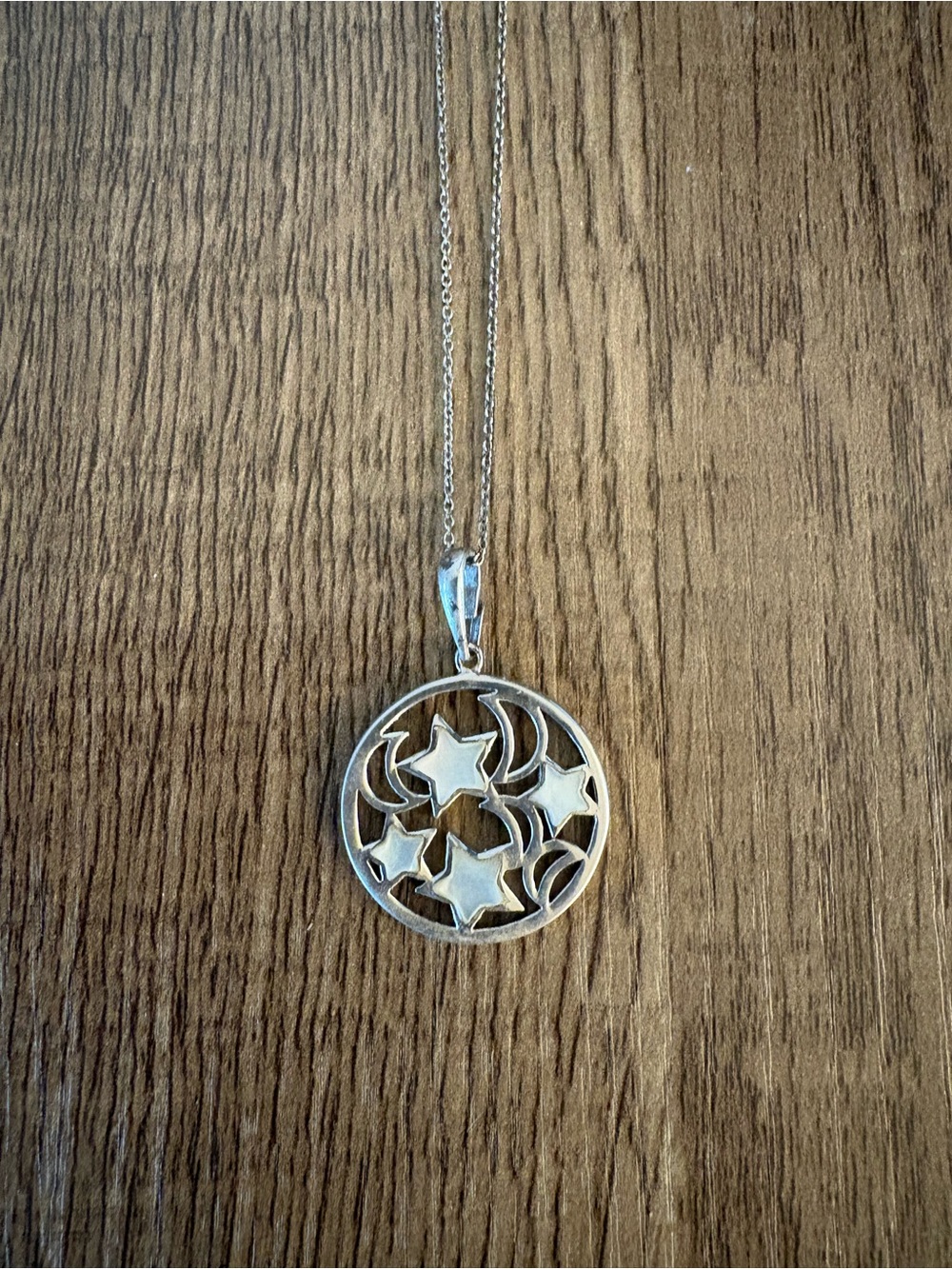Mother of Pearl Star and Crescent Pendant Necklace